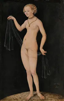 Black Background Prints: Venus, 1532. Creator: Lucas Cranach the Elder