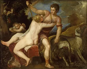 Adonis Collection: Venus and Adonis, 1550s. Creator: Titian