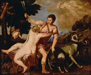 Adonis Collection: Venus and Adonis, c. 1560. Artist: Titian (1488-1576)