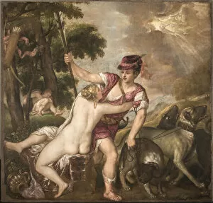 Adonis Collection: Venus and Adonis, c. 1560. Creator: Titian (1488-1576)