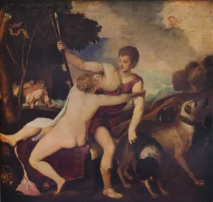 Adonis Collection: Venus and Adonis, c1545, (1937). Artist: Titian