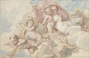 Natoire Charles Joseph Prints: Venus with Amor and putti, 1710-1777. Creators: Charles-Joseph Natoire, Unknown