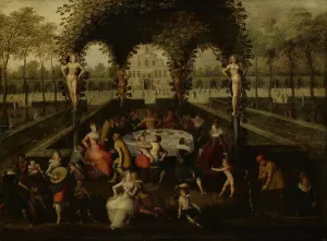 Louis De Caulery Prints: Venus, Bacchus and Ceres with Mortals in a Garden of Love