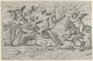 Venus Collection: Venus in a Chariot drawn by Two Swans, ca. 1544. Creator: Master IQV