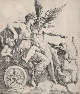 Incest Prints: Venus and Cupid on a Chariot, 1607-61. Creator: Pierre Biard