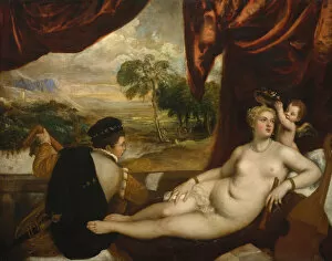 Titian Gallery: Venus and the Lute Player, ca. 1565-70. Creator: Titian