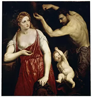 Images Dated 28th May 2010: Venus and Mars with Cupid, 1550s. Artist: Paris Bordone