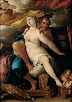 Vulcan Gallery: Venus and Mars warned by Mercury, ca 1586. Artist: Spranger, Bartholomeus (1546-1611)