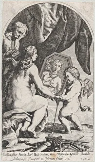 Venus before a mirror held by Cupid while her hair is combed by an old woman, 1631
