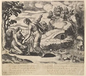 Aphrodite Gallery: Venus ordering Psyche to take water from a fountain guarded by dragons, from the Fable