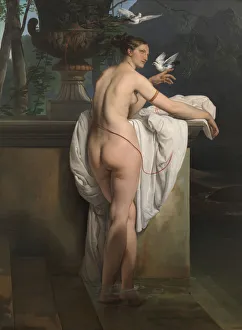 Hayez Prints: Venus Playing with Two Doves (Portrait of the Ballerina Carlotta Chabert)