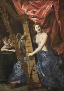 Venus playing the harp, c. 1630. Creator: Lanfranco, Giovanni (1582-1647)