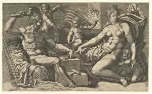 Vulcan Gallery: Venus and Vulcan at the Forge, ca. 1555. Creator: Giorgio Ghisi