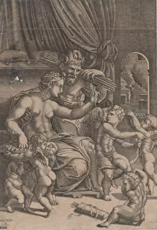 Vulcan Gallery: Venus and Vulcan Surrounded by Cupids, dated 1530. Creator: Agostino Veneziano