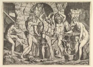 Davent Leon Prints: Venus in Vulcans Forge, 1546-47. Creator: Leon Davent