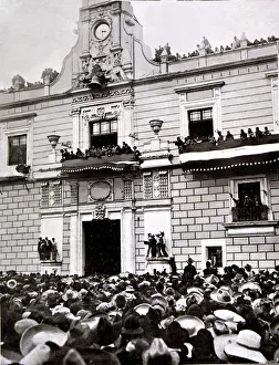 Venustiano Carranza (1859-1920), Mexican politician talking to the people from the Venustiano Carranza (1859-1920), Mexican politician talking to the people from the