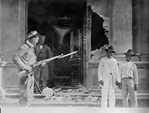 Naval Academy Prints: Vera Cruz: Front door of Naval Academy bombarded by CHESTER & PRAIRIE