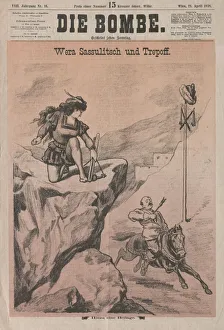 Vera Zasulich and Trepov (Cover of Die Bombe'), 1878. Creator: Anonymous