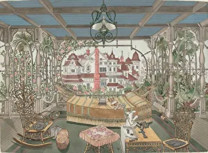 Harnly Perkins Prints: Veranda, 1885, 1935 / 1942. Creator: Perkins Harnly
