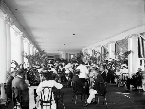Gilded Age Prints: Veranda of The Breakers, Palm Beach, Fla. between 1900 and 1905. Creator: Unknown