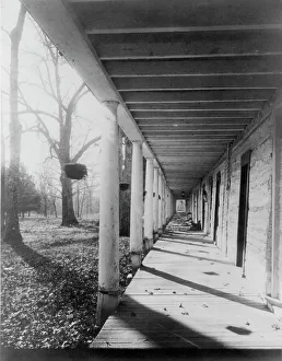 Veranda of the cottages, Mammoth Cave, Edmondson County, Kentucky, c1893. Creator: Frances Benjamin Johnston. Veranda of the cottages, Mammoth Cave, Edmondson County, Kentucky, c1893. Creator: Frances Benjamin Johnston