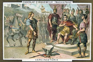Images Dated 27th September 2005: Vercingetorix surrenders to Julius Caesar, c46 BC, (19th century)