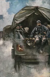 Lorries Prints: Verdun; Sur la route de Verdun: la releve, 1916. Creator: Francois Flameng