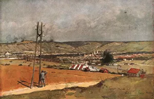 Telegraph Pole Prints: Verdun; Vue prise du Fort de la Chaume, 1916 (1924) Creator: Francois Flameng