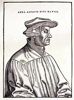 15th 16th Centuries Prints: Verico Zwingli (1484-1531), Swiss humanist and reformer in an engraving of the age