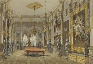 Benoist Collection: Verkiai Palace. Interior of dining room, 1847-1852