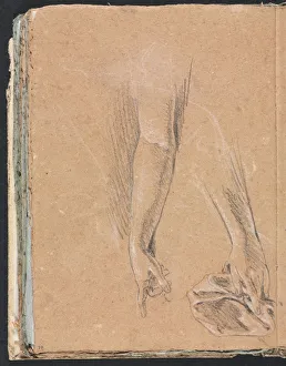Black Chalk With White Heightening Prints: Verona Sketchbook: Arms and hands with drapery (page 78), 1760. Creator: Francesco Lorenzi