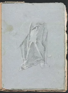 Black Chalk With White Heightening Prints: Verona Sketchbook: Drapery with foot (page 83), 1760. Creator: Francesco Lorenzi (Italian