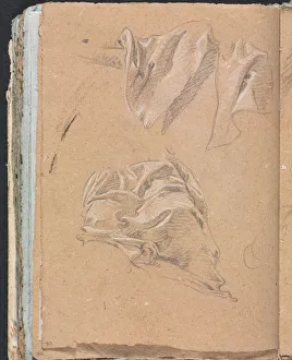 Black Chalk With White Heightening Prints: Verona Sketchbook: Drapery studies (page 90), 1760. Creator: Francesco Lorenzi (Italian