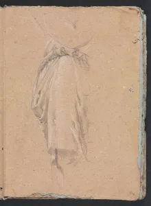 Black Chalk With White Heightening Prints: Verona Sketchbook: Drapery study with elbow (page 5)