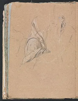 Verona Sketchbook: Drapery study with left hand (page 56), 1760. Creator: Francesco Lorenzi