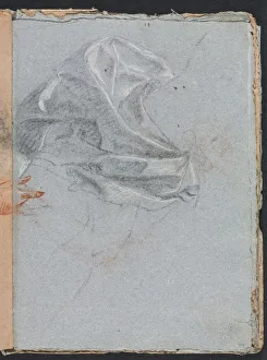 Black Chalk With White Heightening Prints: Verona Sketchbook: Drapery study (page 37)