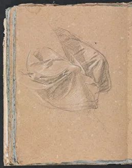 Black Chalk With White Heightening Prints: Verona Sketchbook: Drapery study (page 50)