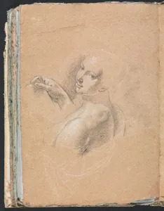 Black Chalk With White Heightening Prints: Verona Sketchbook: Female nude looking over left shoulder (page 74), 1760. Creator
