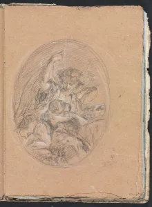 Black Chalk With White Heightening Prints: Verona Sketchbook: Figure with child in roundel (page 67)