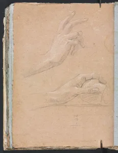 Black Chalk With White Heightening Prints: Verona Sketchbook: Hands (page 92), 1760. Creator: Francesco Lorenzi (Italian, 1723-1787)