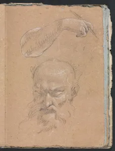 Black Chalk With White Heightening Prints: Verona Sketchbook: Head of a bearded man and right arm and hand (page 59), 1760. Creator