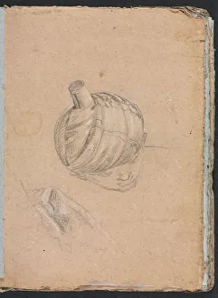 Black Chalk With White Heightening Prints: Verona Sketchbook: Head with turban (page 11), 1760. Creator: Francesco Lorenzi (Italian