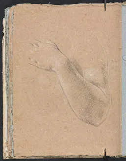 Black Chalk With White Heightening Prints: Verona Sketchbook: Left arm and hand (page 46), 1760. Creator: Francesco Lorenzi (Italian