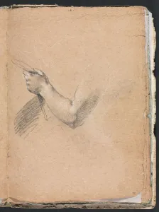Black Chalk With White Heightening Prints: Verona Sketchbook: Left arm and hand (page 75), 1760. Creator: Francesco Lorenzi (Italian