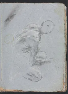 Black Chalk With White Heightening Prints: Verona Sketchbook: Male nude from back (page 9), 1760. Creator: Francesco Lorenzi (Italian