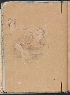Black Chalk With White Heightening Prints: Verona Sketchbook: Putto (page 22), 1760. Creator: Francesco Lorenzi (Italian, 1723-1787)