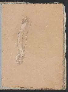 Black Chalk With White Heightening Prints: Verona Sketchbook: Right arm and hand (page 49), 1760. Creator: Francesco Lorenzi (Italian