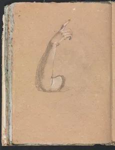Black Chalk With White Heightening Prints: Verona Sketchbook: Right arm and hand (page 66), 1760. Creator: Francesco Lorenzi (Italian