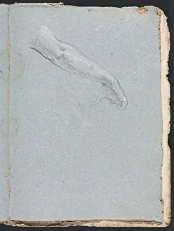 Black Chalk With White Heightening Prints: Verona Sketchbook: Right arm and hand (page 95), 1760. Creator: Francesco Lorenzi (Italian