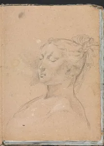 Black Chalk With White Heightening Prints: Verona Sketchbook: Woman with closed eyes (page 15)